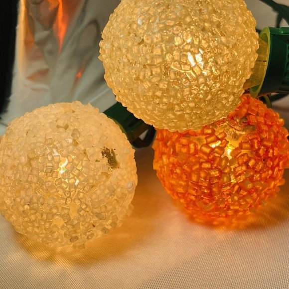 2 White & 1 Orange Vintage Lighted Ice frosted Christmas Bulbs ONLY Lot of 3 - Picture 2 of 16